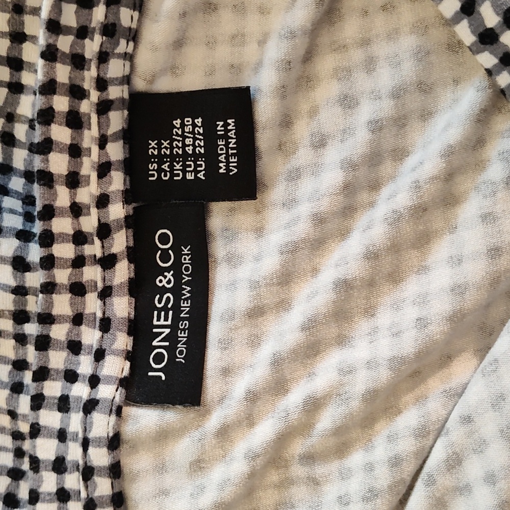 Jones New York Midi Shift Dress Size 2X Black & White Plaid Knit Classic Casual - Picture 4 of 10